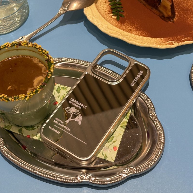 【诞生花系列】October 十月 银色电镀框镜面手机保护壳 - 手机壳/手机套 - 塑料 银色