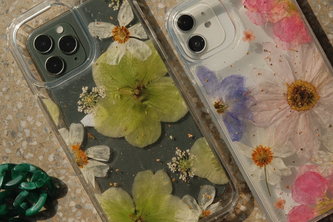 现货特惠 / iPhone14 pro max 押花手机壳 防摔 压花 手作 树脂 - 手机壳/手机套 - 植物．花 绿色