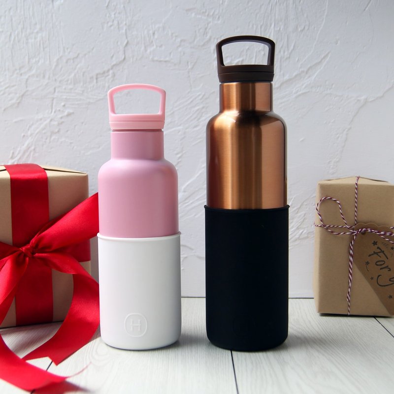 【大小双瓶组合】 雪白-玫瑰粉(小) 午夜黑-古铜金(大) - 水瓶/水壶 - 塑料 多色