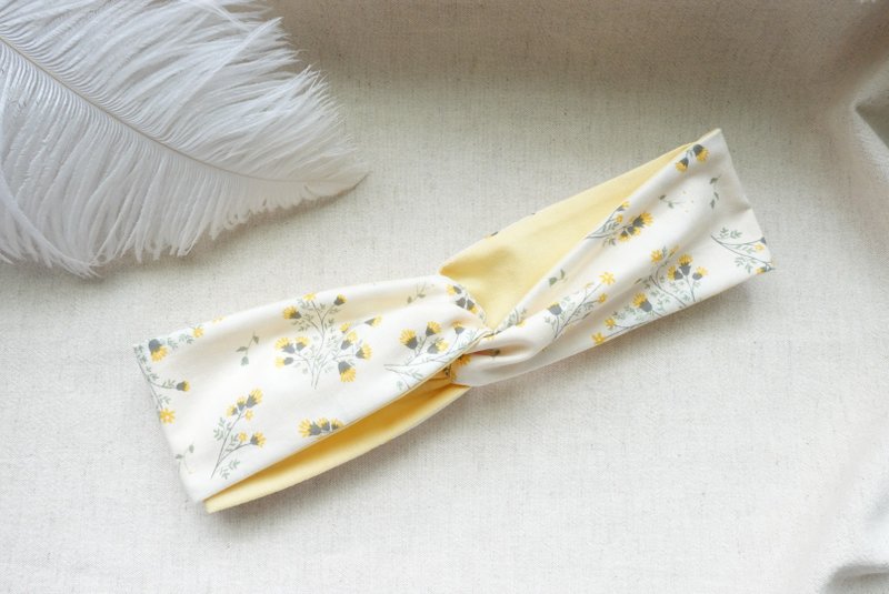 手作  交叉松紧发带。清新活力的含羞草 - 发带/发箍 - 棉．麻 