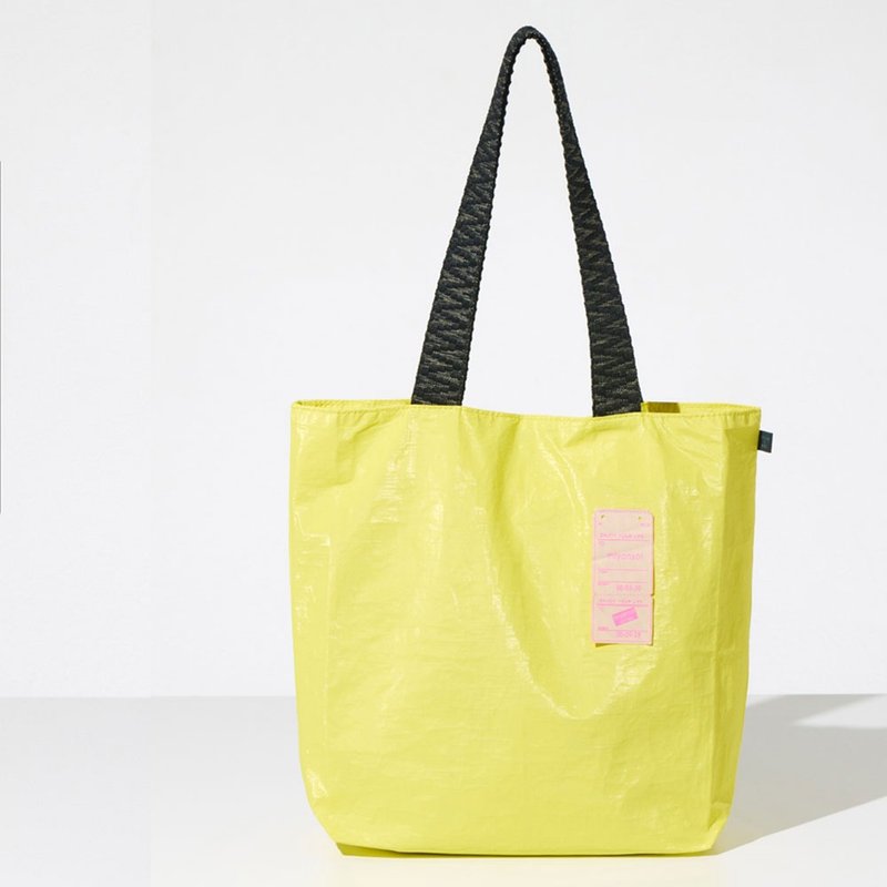 Miyansol韩国皱皱托特包(长背带)-W.芝麻柠檬卷  防水轻量通勤款 - 侧背包/斜挎包 - 纸 黄色