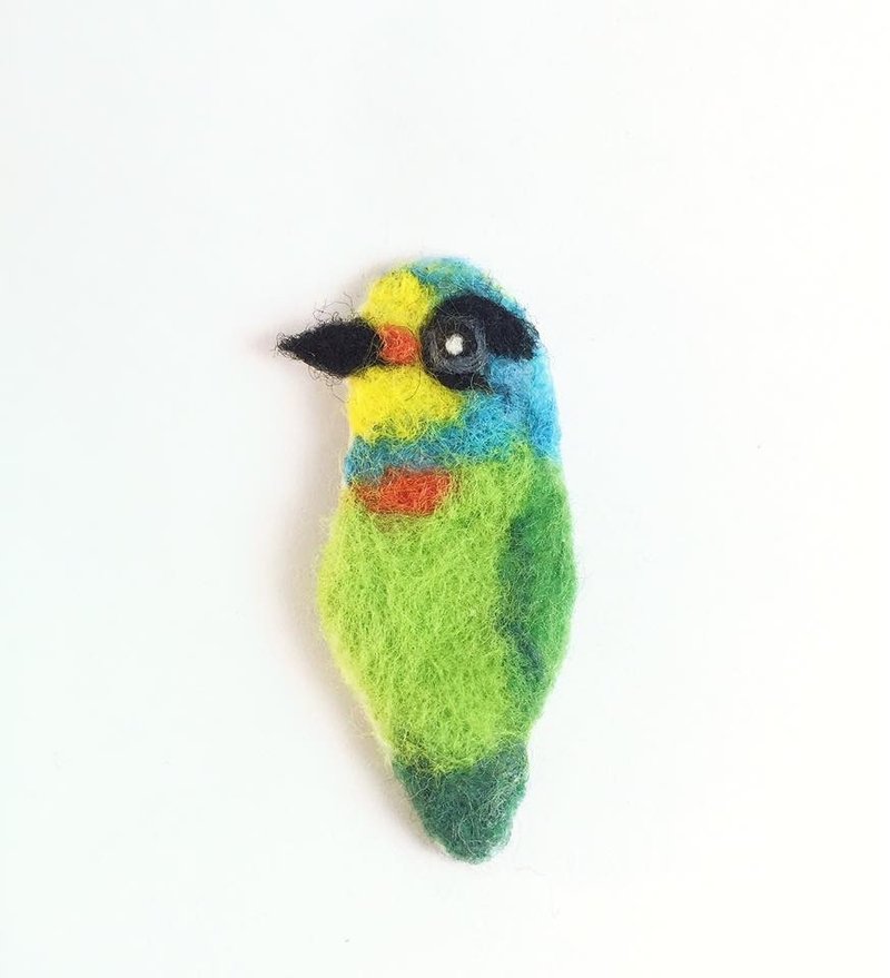羊毛毡鸟儿别针 五色鸟 野鸟 - 胸针 - 羊毛 多色
