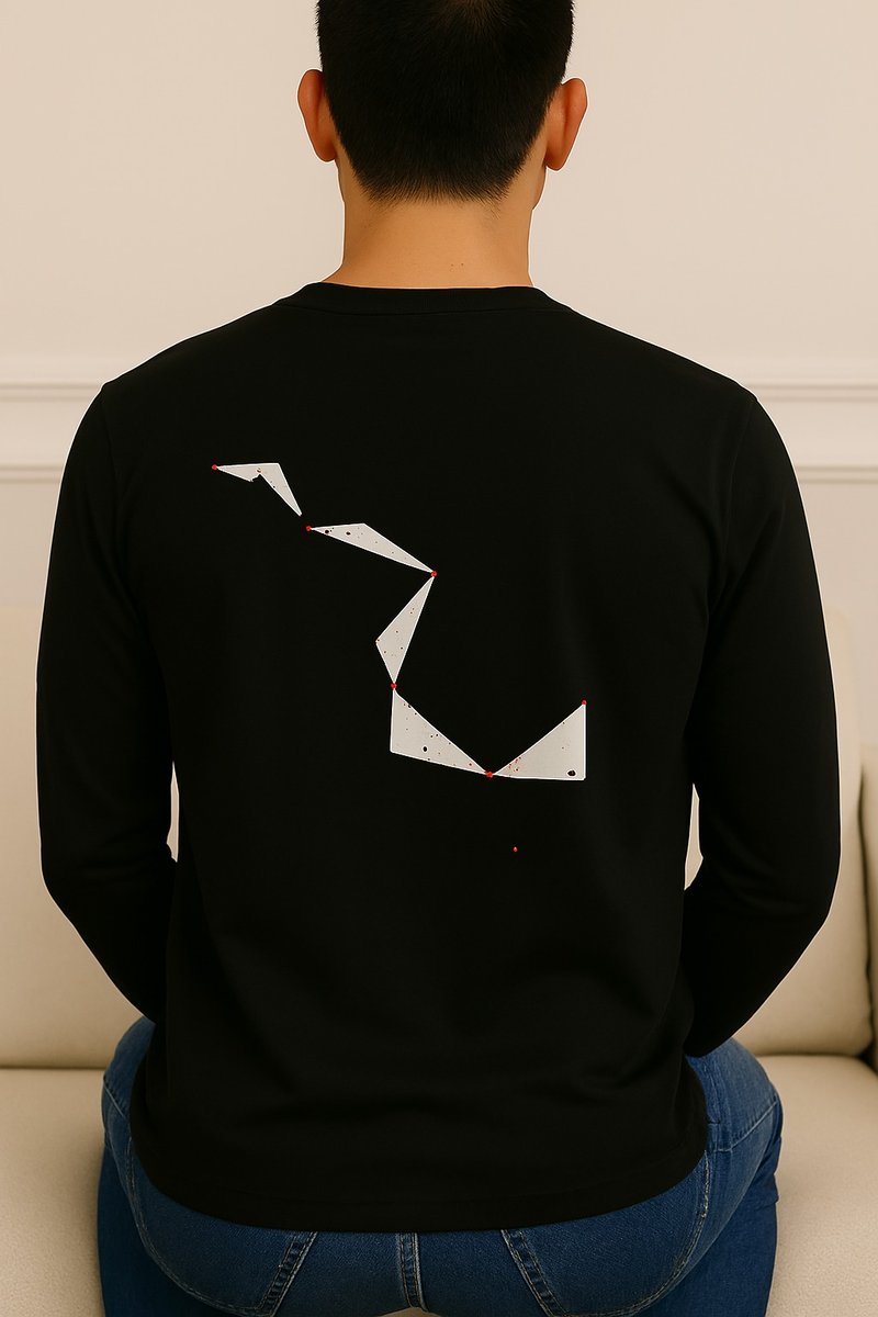 **行云a0102/手工绢印/男黑色棉T/限量** - 男装上衣/T 恤 - 棉．麻 黑色