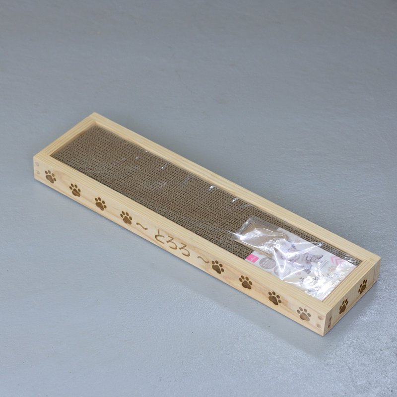 (小)猫抓板木盒/免费刻名/附带大创猫抓板/日本杉木/日本手作 - 抓板/跳台 - 木头 咖啡色