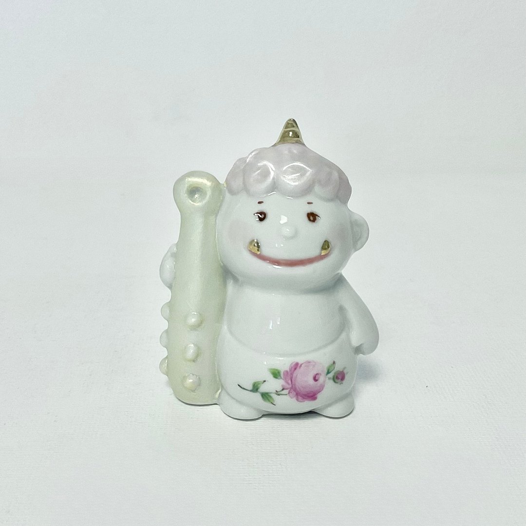 粉红头发的妖精雕像 - 玩偶/公仔 - 瓷 白色