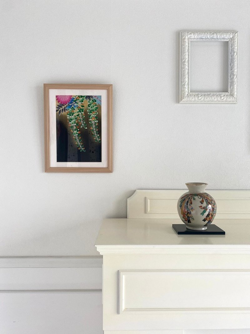 Kimono Art 27 复古布料艺术面板由和服友禅礼物日本现代室内装饰日本制造 - 墙贴/壁贴 - 丝．绢 