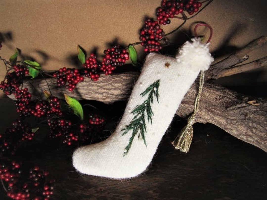 Socks ornament tree with tassels - 墙贴/壁贴 - 丝．绢 白色
