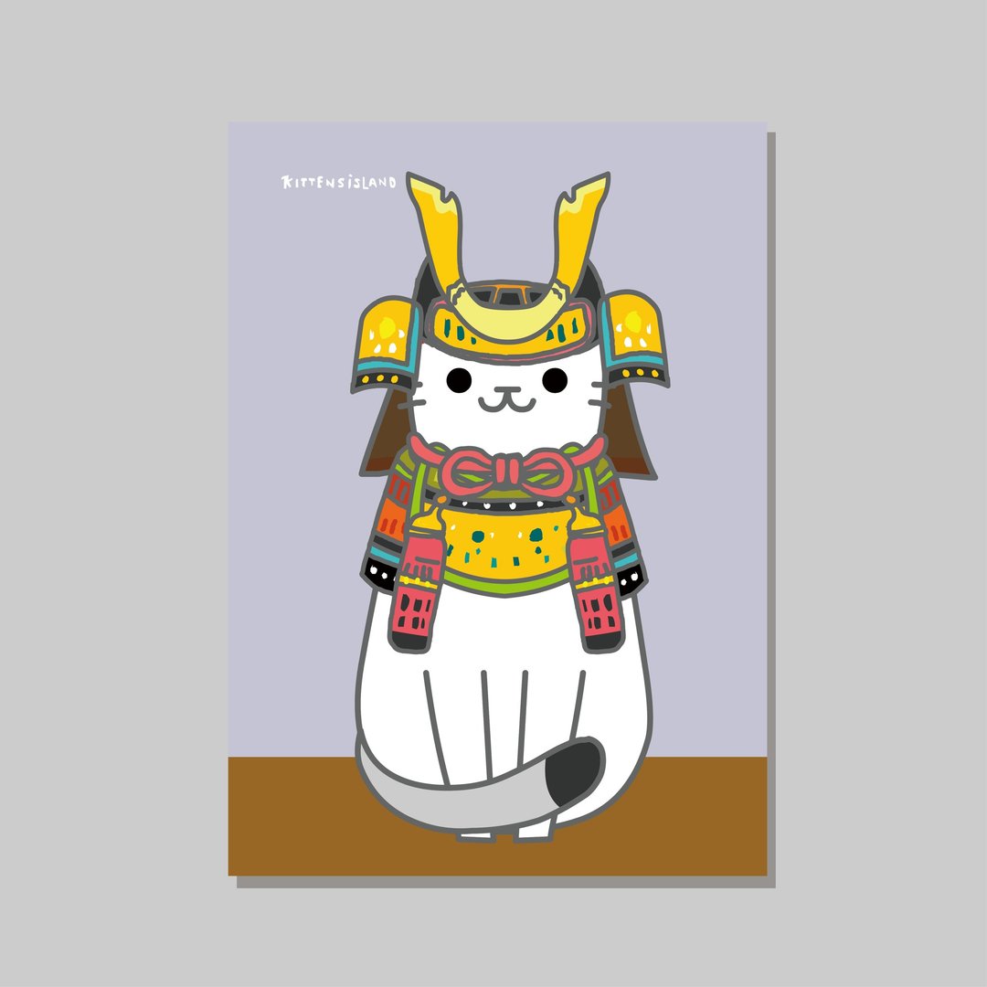 原创A3海报/招财猫_武士白猫/设计/猫咪/装饰画 - 海报/装饰画/版画 - 纸 