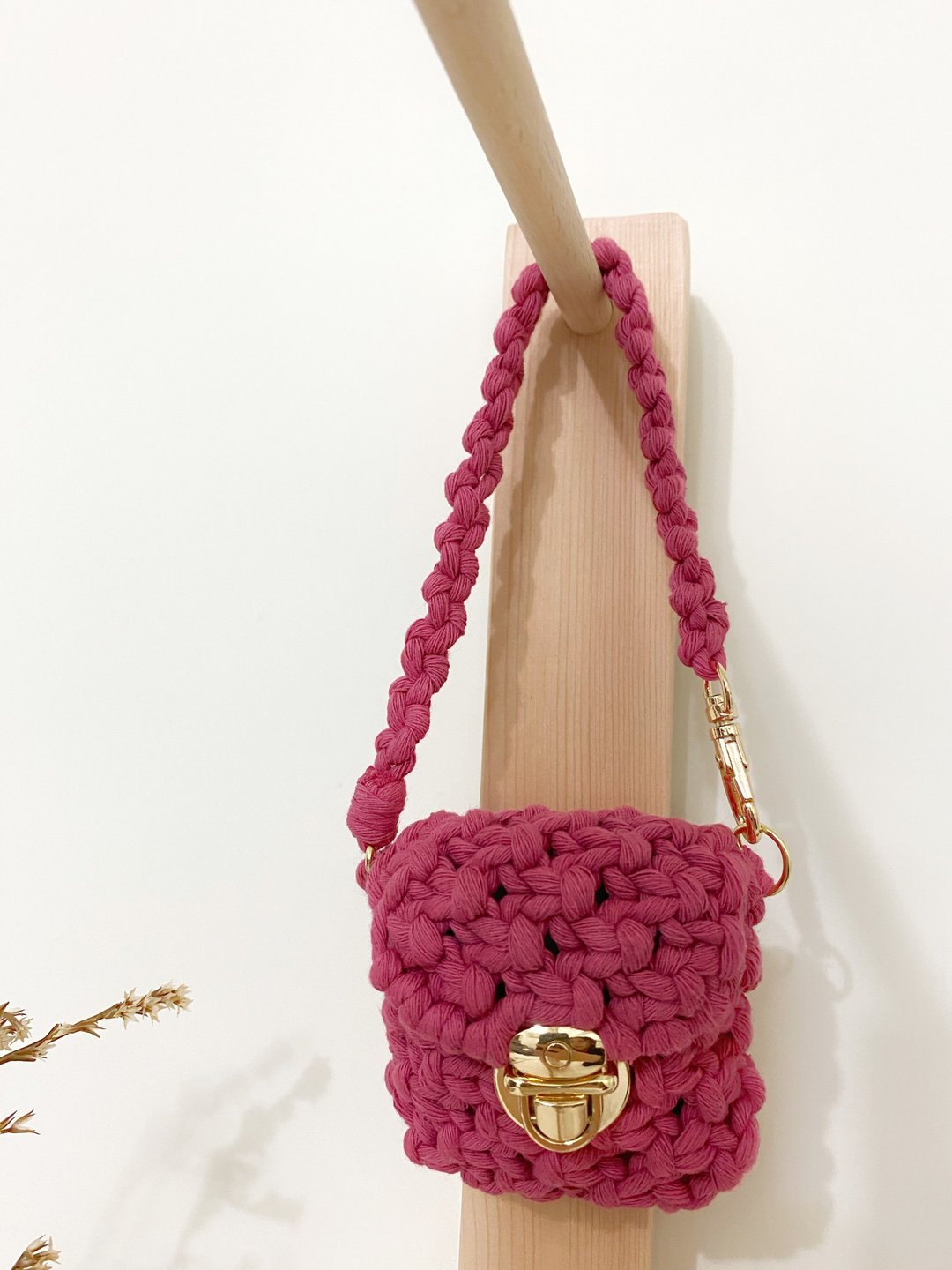 Macrame 编织迷你小废包 AirPods包 - 零钱包 - 棉．麻 红色