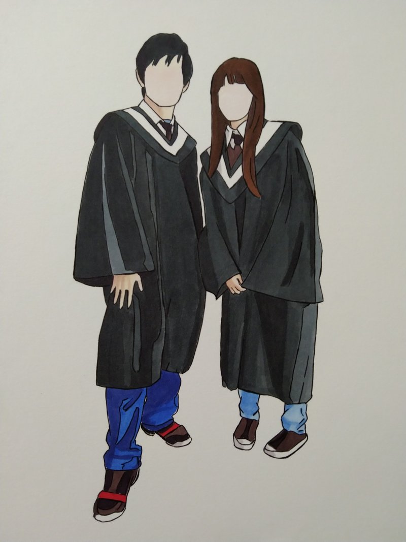 色块画 / 线条画 / 无脸画 / 人像画 / 麦克笔画 / 手绘 - 订制画像 - 纸 