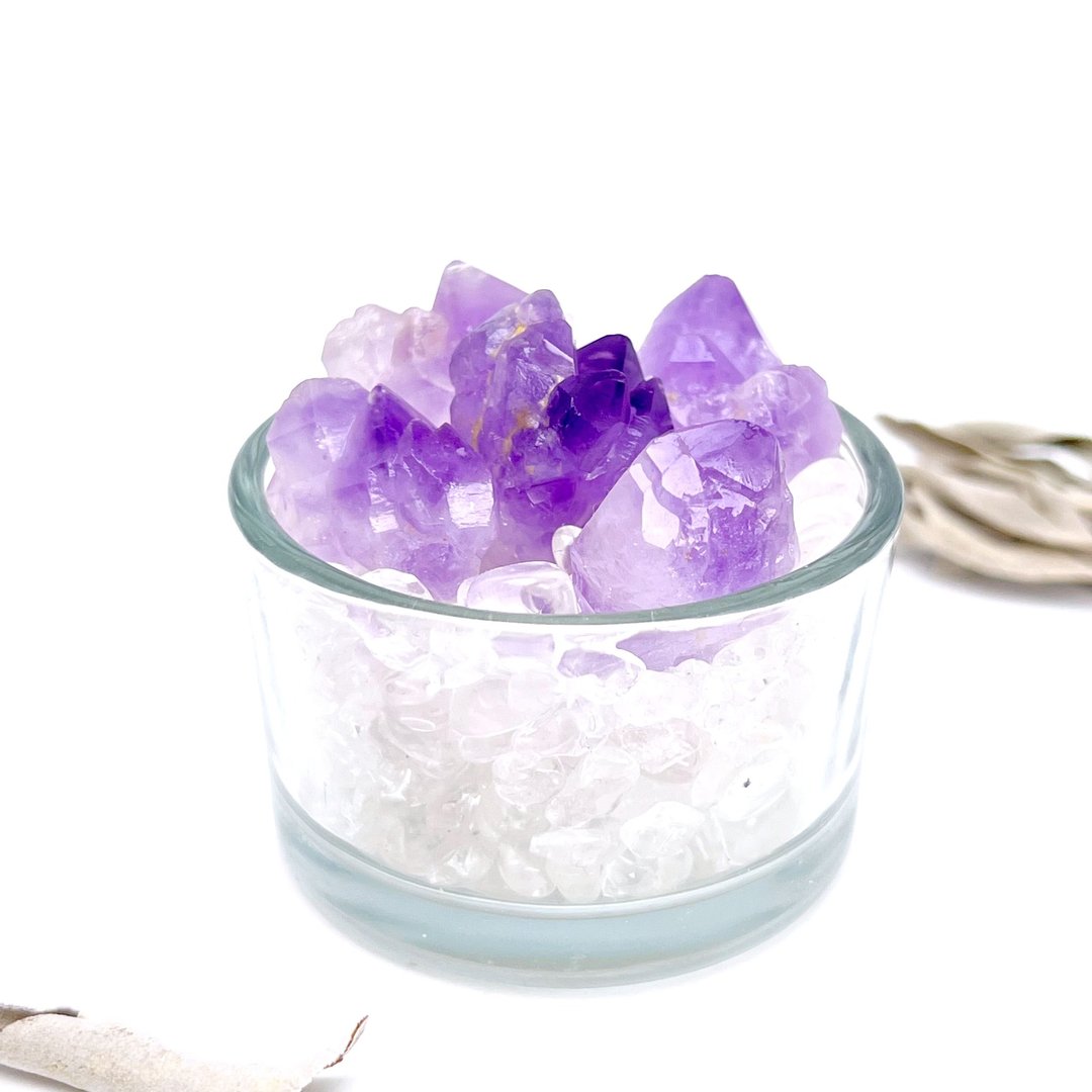 芮泽。摆件 疗愈 净化 组合 l 巴西紫水晶花花 水晶盆栽 l - 摆饰 - 水晶 多色