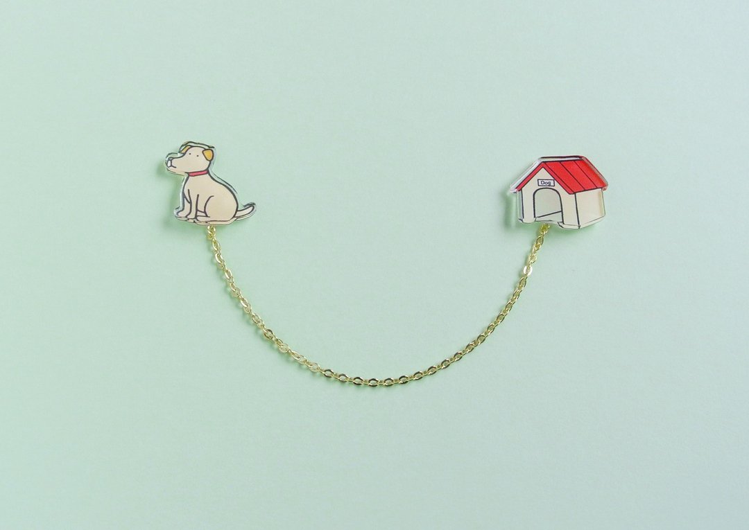 Dog's Answering Machine Brooch - 胸针 - 压克力 多色