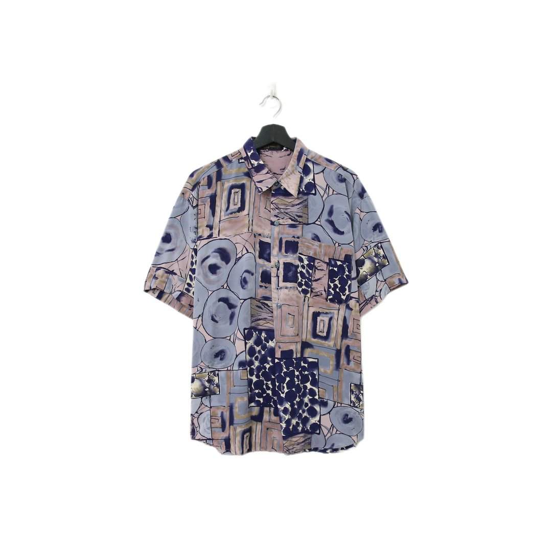 Back to Green-丝滑花衬衫 不规则图腾 sw-03/vintage shirt - 男装衬衫 - 聚酯纤维 