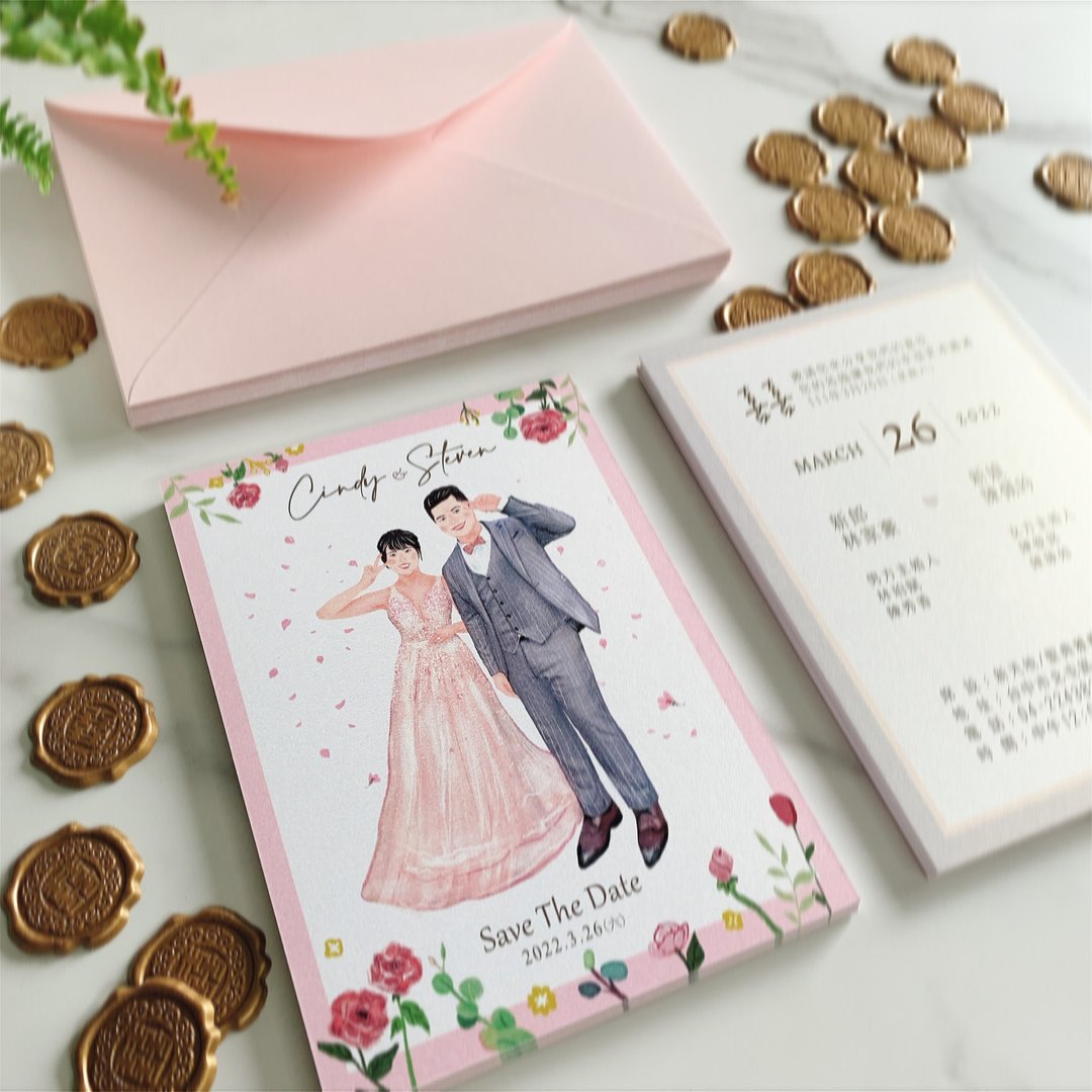 【似颜绘插画喜帖设计】电子档 | 另有印刷服务 | 送限定画框 - 电子喜帖/贺卡/邀请函 - 其他材质 