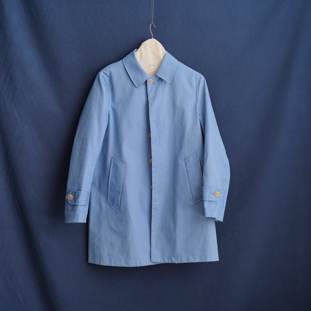 蓝长版中古风衣外套复古古着vintage - 女装休闲/机能外套 - 棉．麻 蓝色