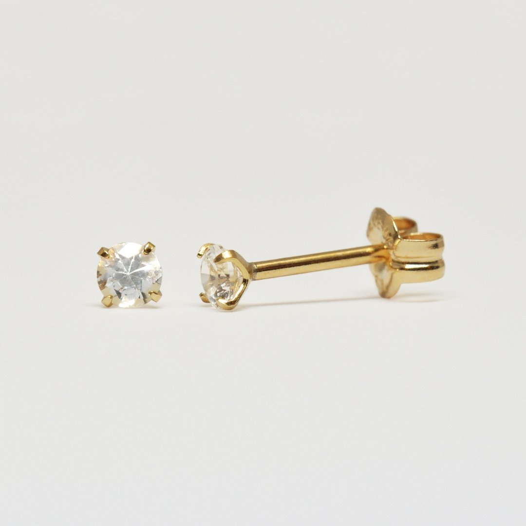 【Second Earrings】 18K 黄金白蓝宝石耳环 - 耳环/耳夹 - 贵金属 