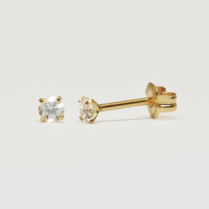 【Second Earrings】 18K 黄金白蓝宝石耳环 - 耳环/耳夹 - 贵金属 
