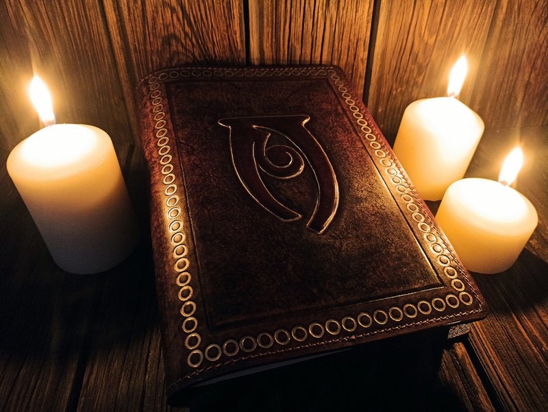 Conjuration Spell Tome, Skyrim leather notebook journal sketchbook A5 - 笔记本/手帐 - 真皮 紫色