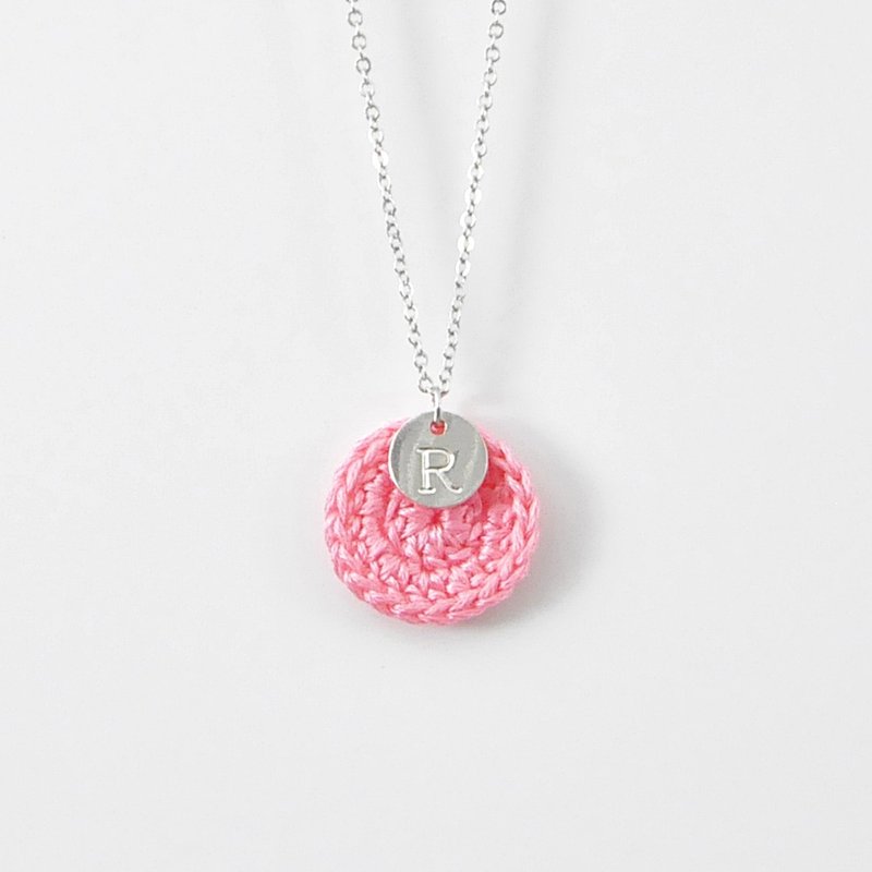 【订制】你的专属 *幸福年轮* 项链 小圆圈 英文字母 彩虹系列 - 项链 - 绣线 粉红色