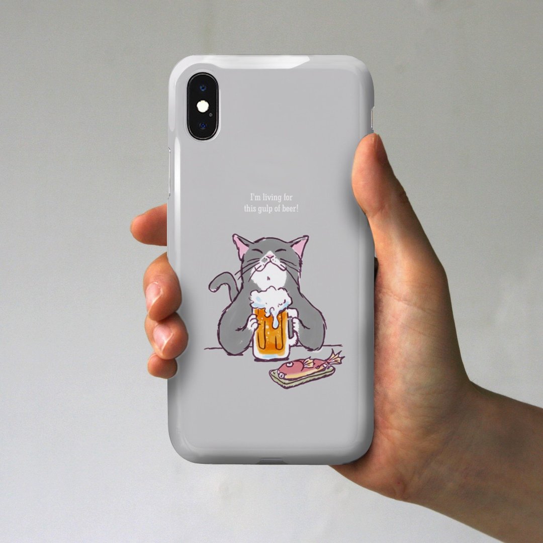 iPhone case cat is beer light gray - 手机壳/手机套 - 塑料 灰色