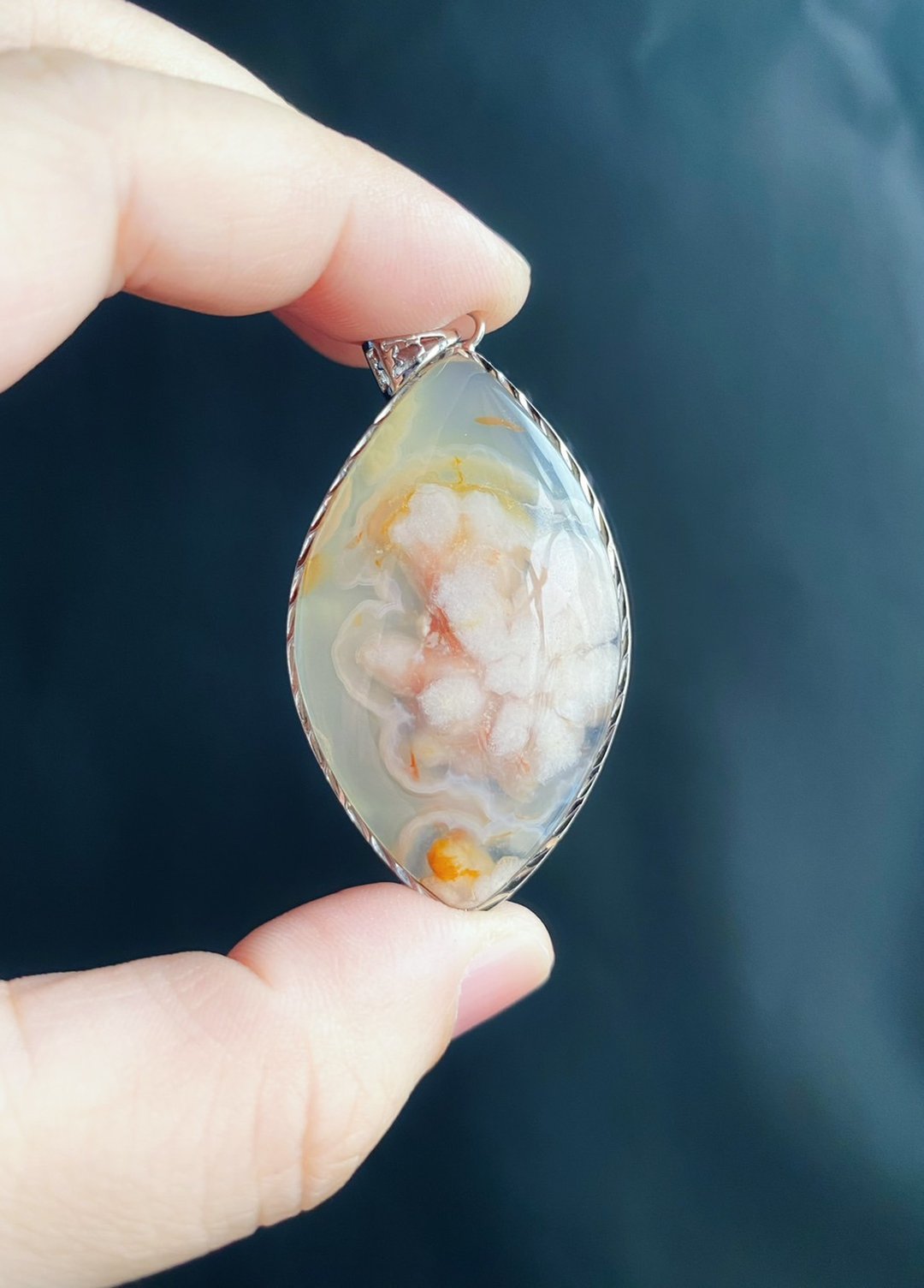 【售出】夏日 樱花玛瑙  气质花 透体 项链 闺密 天然石 礼物 S92 - 项链 - 水晶 橘色