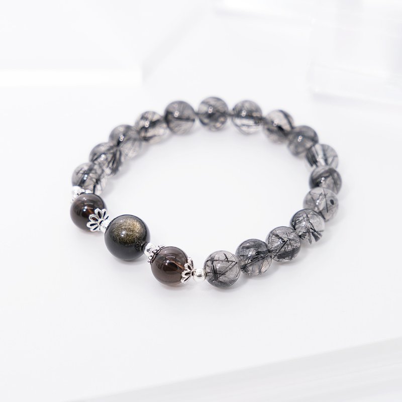 我们 | 女款 | 情侣 黑发晶 黑曜石 925银 水晶手链  鬼节水晶 - 手链/手环 - 水晶 黑色