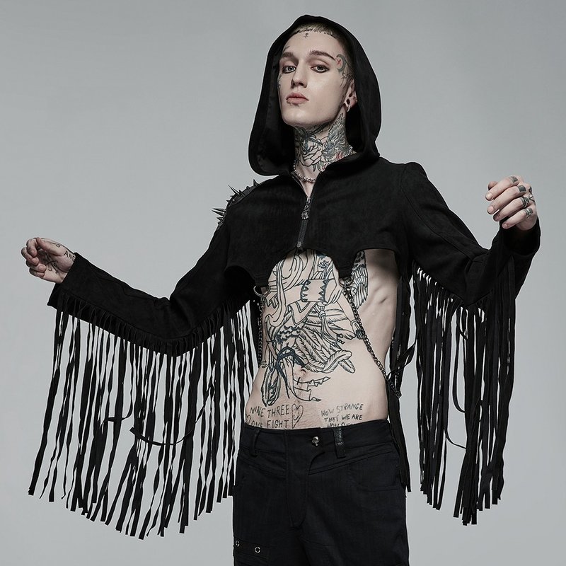 拉科塔巫师连帽短外套 / 情侣款 - 男装外套 - 其他材质 黑色