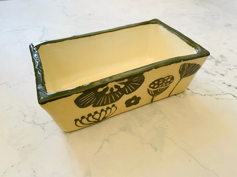 刻花陶盆 - 盘子/餐盘/盘架 - 陶 绿色