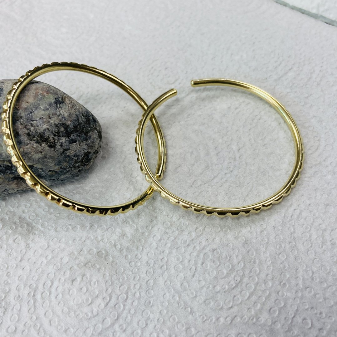 黄铜  正圆形 直线刻痕 耳扣 手环 两用 1组2个 S244 - 耳环/耳夹 - 铜/黄铜 金色