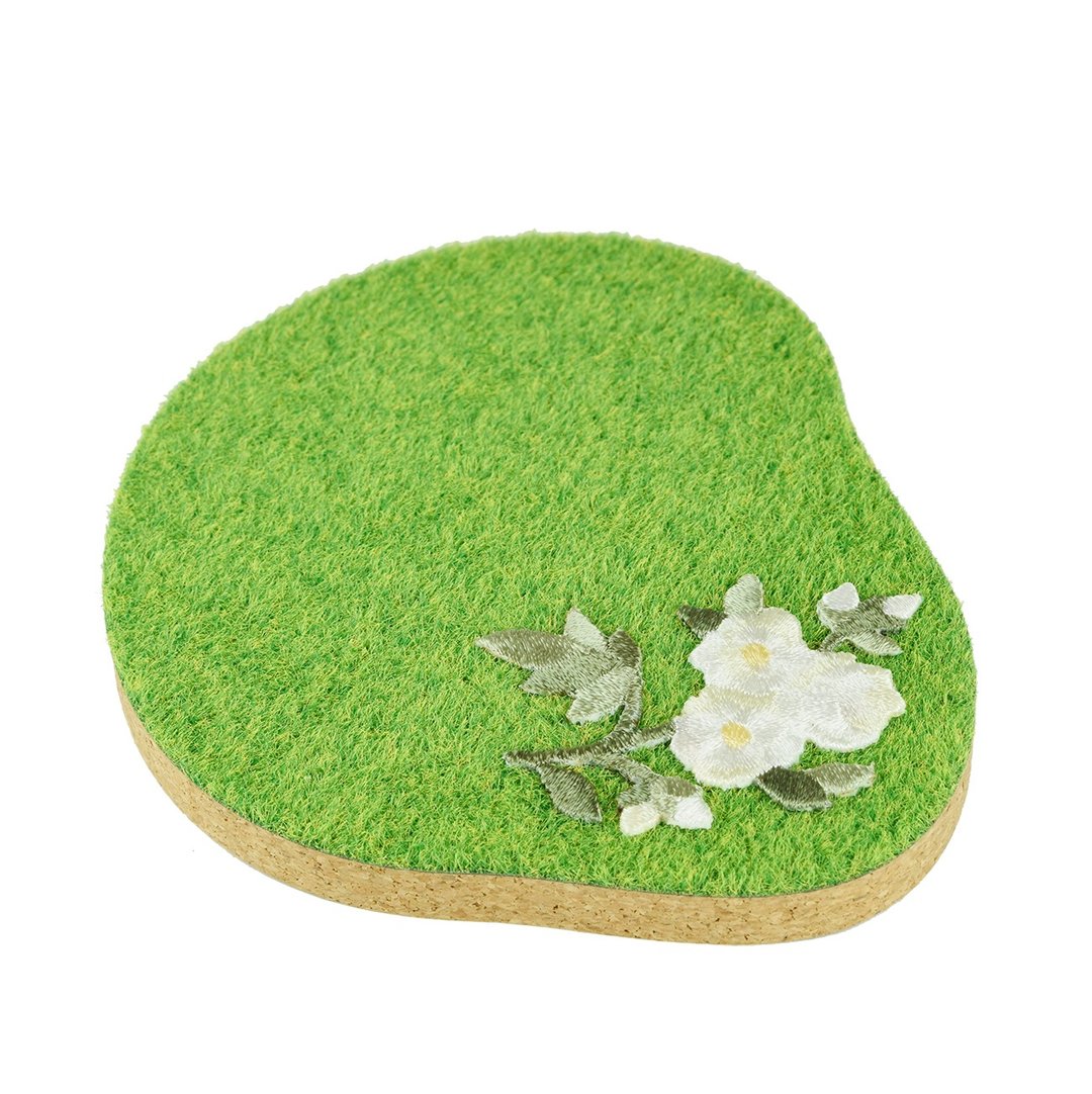 Shibaful Botanical Coaster 草地小岛花园刺绣 软木塞杯垫 - 杯垫 - 其他材质 绿色