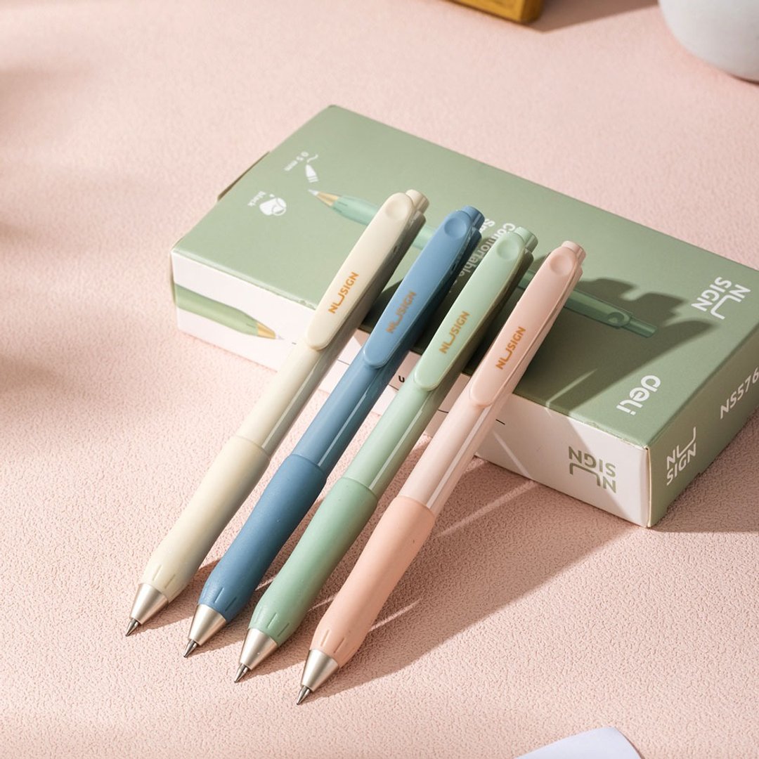 得力Deli NU SIGN按压中性笔/ENS576-BK/黑芯/蓝芯/0.5mm - 圆珠笔/中性笔 - 塑料 粉红色