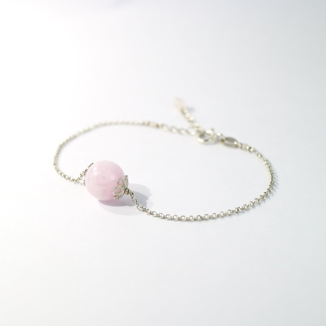 紫锂辉石/孔赛石纯银手链 Kunzite Silver Bracelet - 手链/手环 - 宝石 紫色