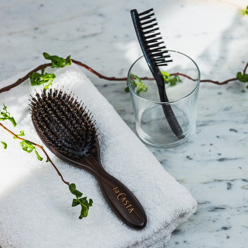 【限量套组】头皮按摩猪鬃梳+按摩梳专用清洁梳 日本制 - 彩妆刷具/镜子/梳子 - 其他材质 咖啡色