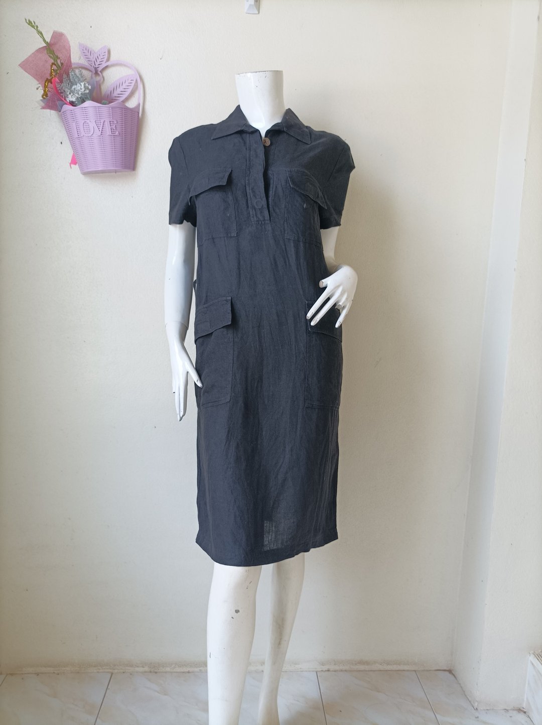 MILA SCHÖN Black linen dress - size 44 - 洋装/连衣裙 - 棉 