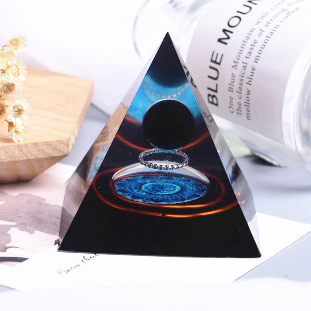 金字塔奥根塔Orgonite塔/脉轮/辟邪/冥想/能量黑曜石 - 摆饰 - 树脂 
