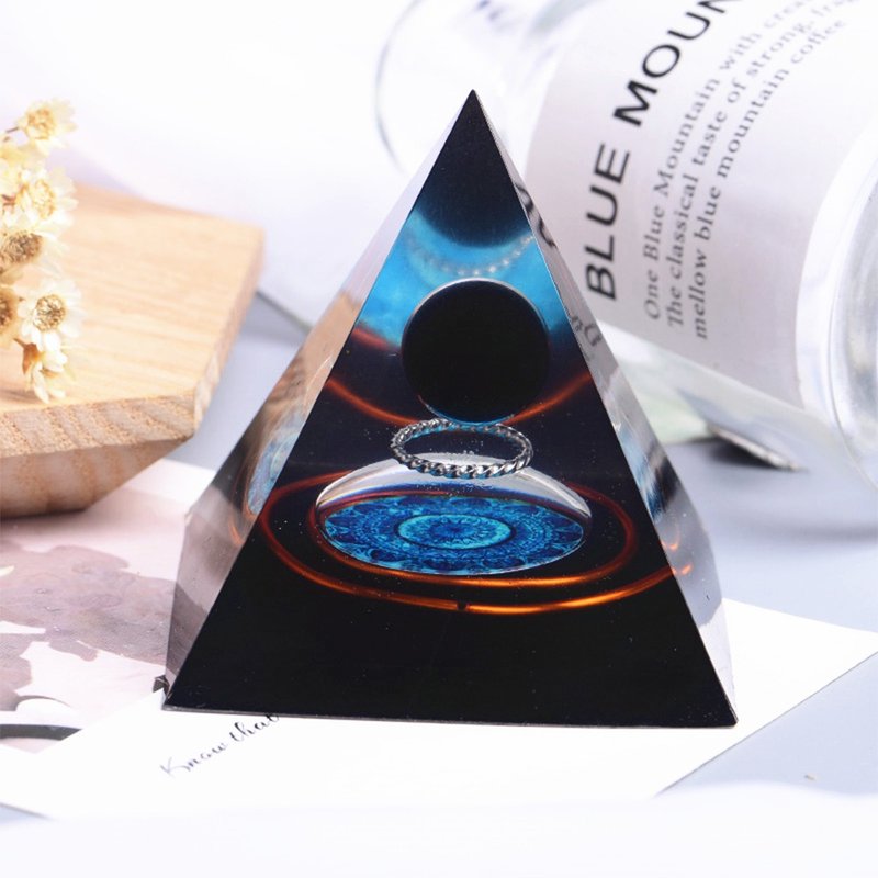 金字塔奥根塔Orgonite塔/脉轮/辟邪/冥想/能量黑曜石 - 摆饰 - 树脂 