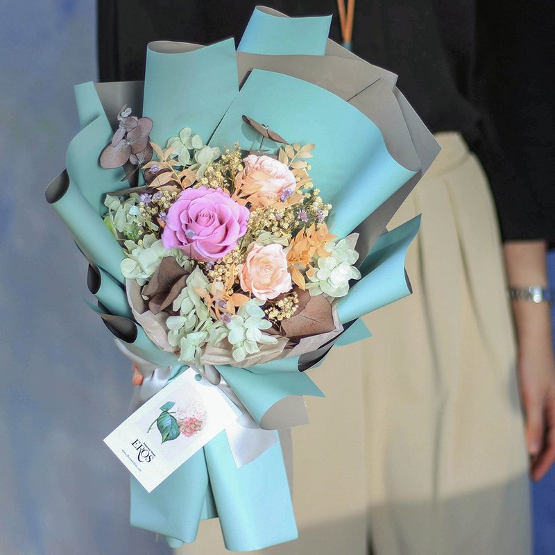 定制毕业花束 干燥花束 玫瑰花花束 清新早晨 告白求婚花束 - 干燥花/捧花 - 植物．花 多色