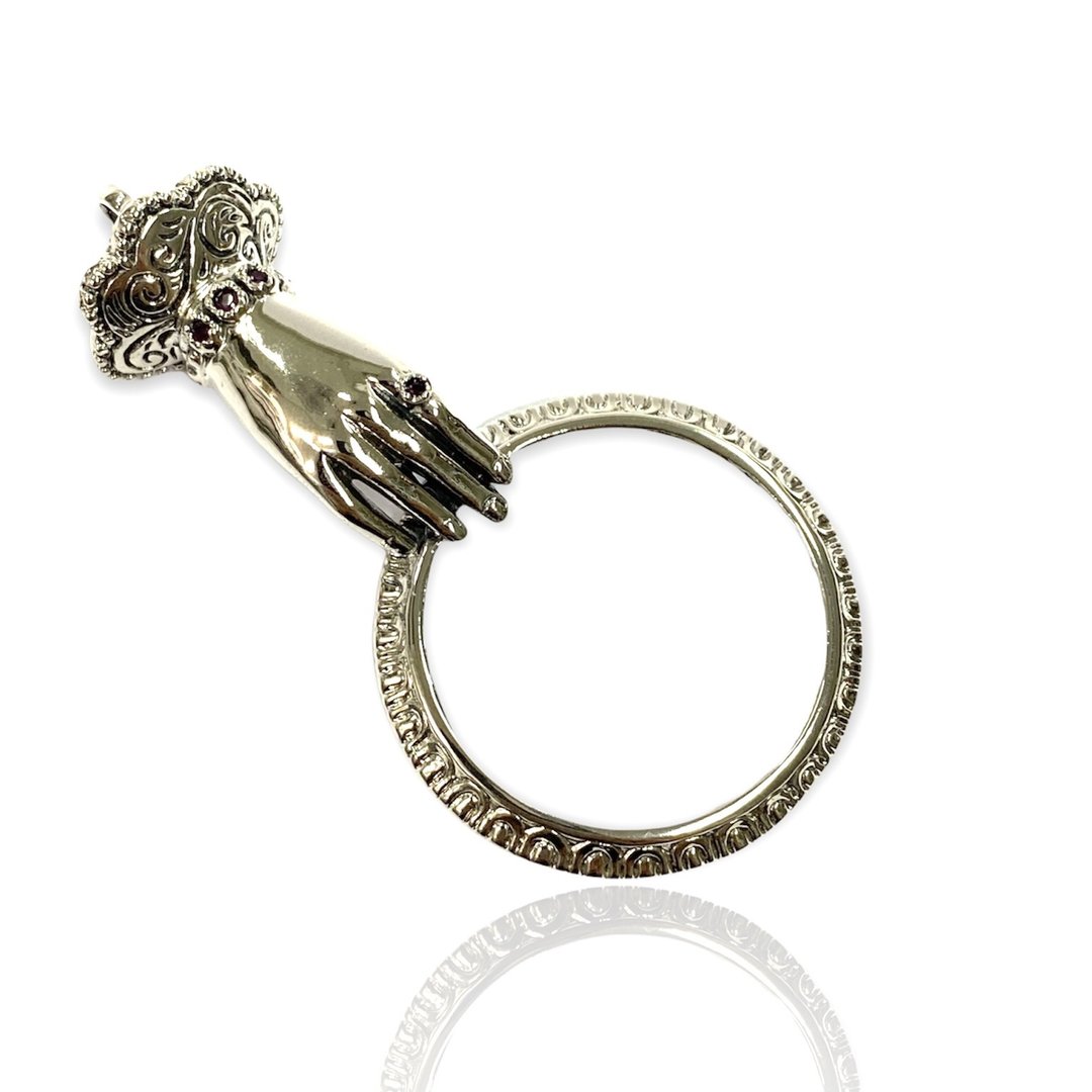 Victorian Style Royal Hand Magnifying Glass Loop Pendant 925 Sterling Silver - 其他 - 纯银 银色
