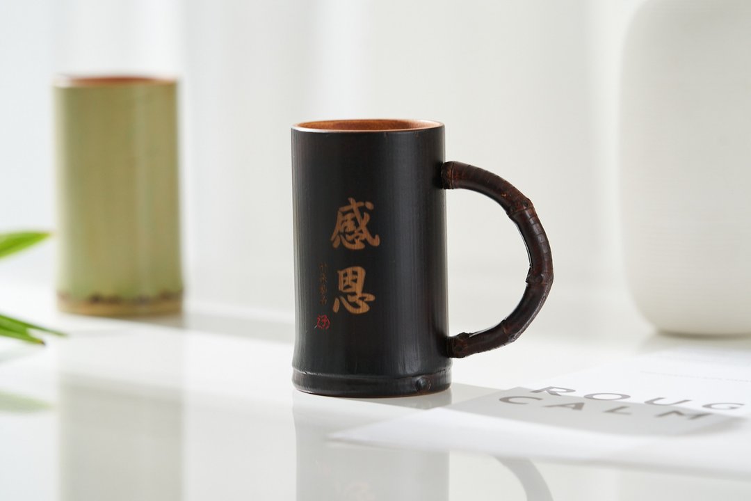生漆系列-烟熏竹提杯 - 咖啡杯/马克杯 - 竹 咖啡色