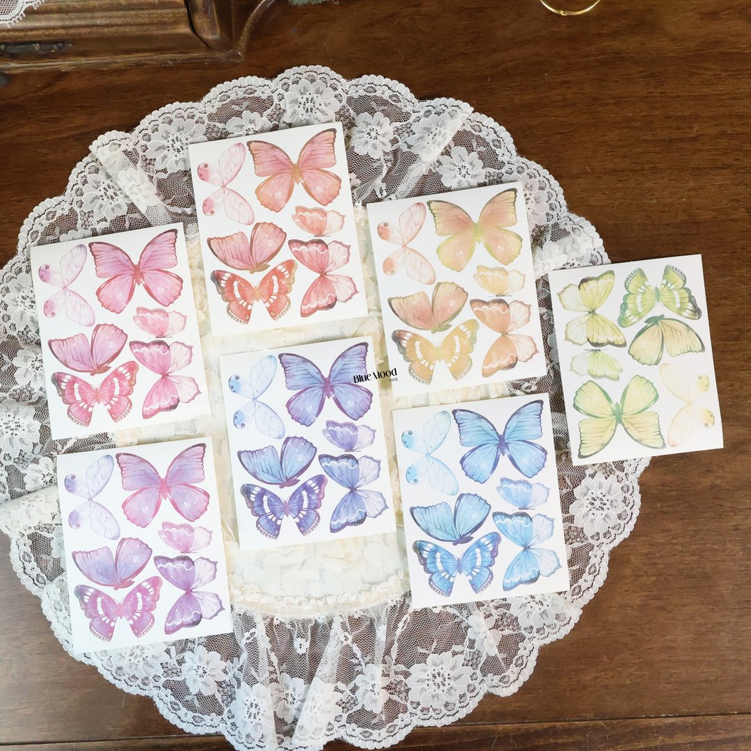 优质的。闪闪发光的蝴蝶 - 贴纸 - 纸 红色