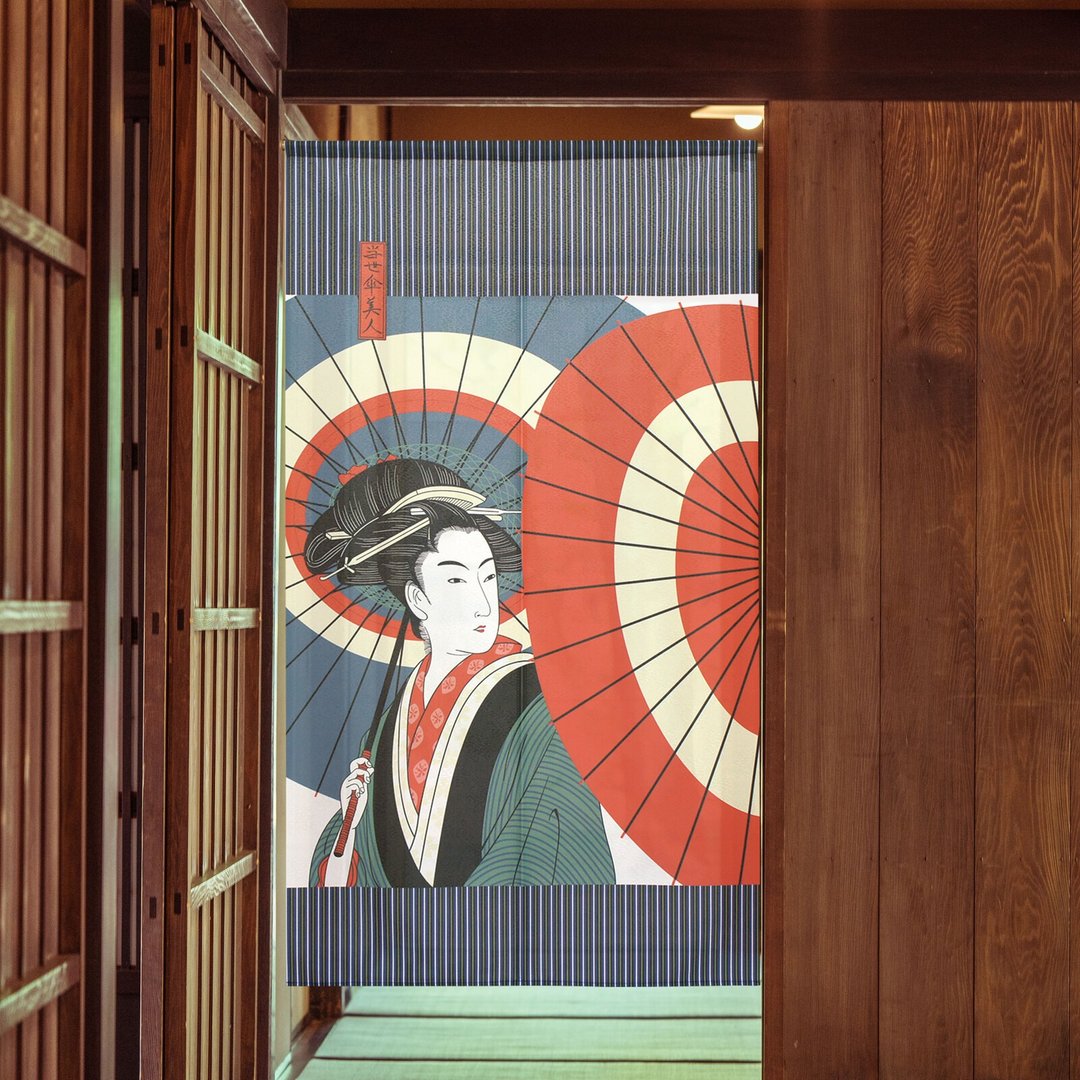 【预订】日本制 艺妓门帘 - 门帘/门牌 - 聚酯纤维 蓝色