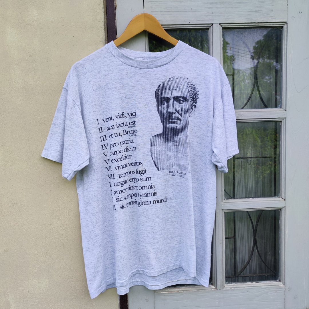 90年代复古T恤 Julius Caesar 罗马帝国独裁者 T-Shirt - 男装上衣/T 恤 - 棉．麻 灰色