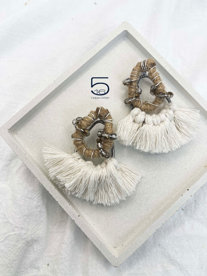 夏威夷草裙舞 - 耳环/耳夹 - 棉．麻 