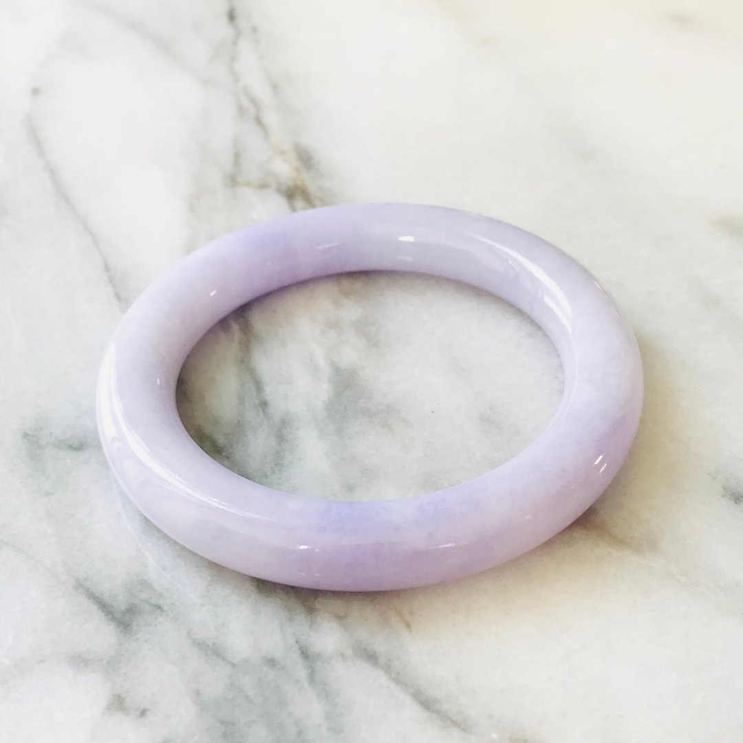 翡翠　天然硬玉　手镯　缅甸　粉紫　54.7mm - 手链/手环 - 玉石 粉红色