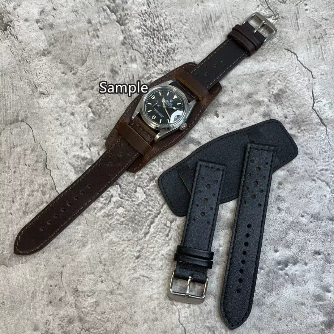 Timeless Watchband 军人风格复古牛皮真皮男士腕表带20/22MM - 表带 - 真皮 多色
