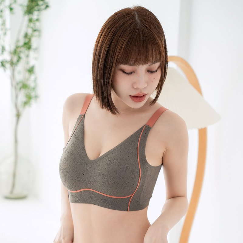 Pink Lady 莫代尔无痕 CDE罩杯 无钢圈微加厚 集中包覆 女内衣 - 女士内衣裤 - 尼龙 灰色