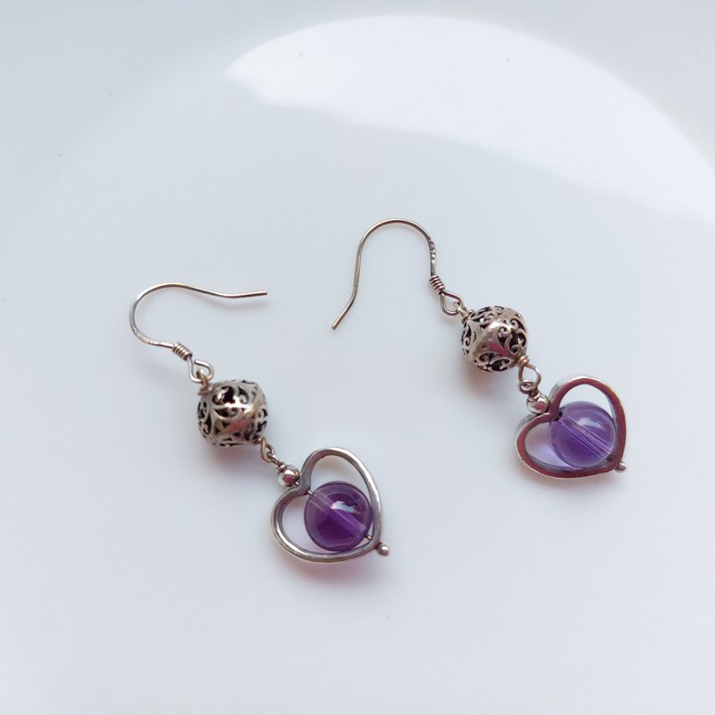 s925纯银 紫水晶耳环 | 手作定制 手链 项链 耳饰 饰品 - 耳环/耳夹 - 水晶 