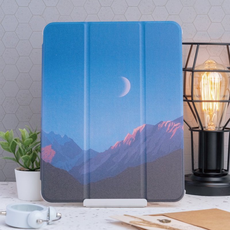 含赠品 | iPad 雾面软底软边气囊保护壳【月色山峦】左侧笔槽款 - 平板/电脑保护壳 - 其他材质 蓝色