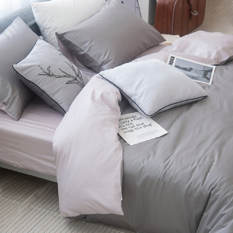 Basic11 迷雾灰X银河灰 300织长绒棉 床包枕套/床包被套组/台湾制 - 寝具 - 棉．麻 