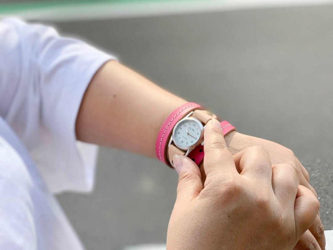 ROLL I want to use it well Pounding pink roll-up watch Round and round, Makiki RUW-PPWW-W - 女表 - 真皮 粉红色
